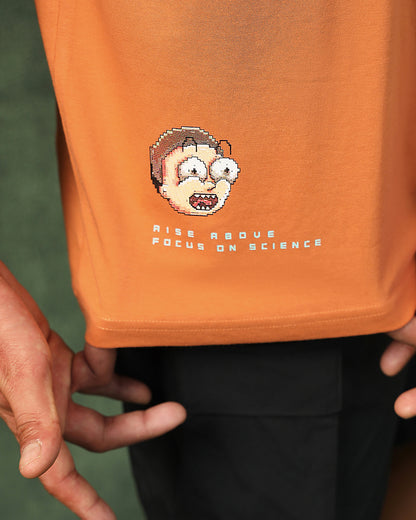 Men's Orange Bit Rick & Morty Graphic Printed Oversized T-shirt