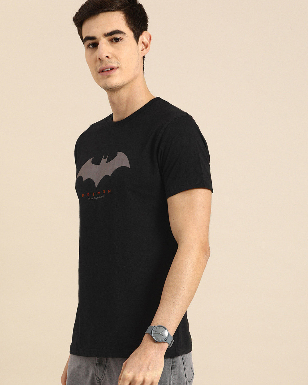 Men's Black Batman Graphic Printed T-shirt
