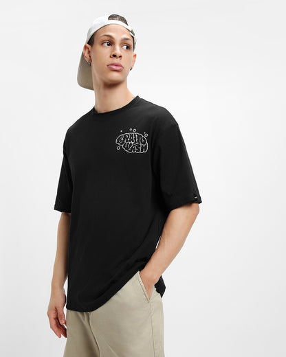 Men's Black Brain Wash Graphic Printed Oversized T-shirt