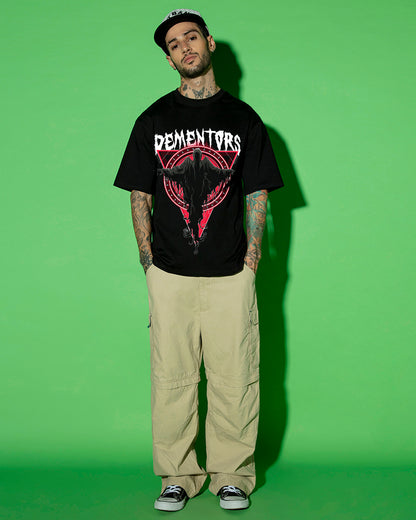 Men's Black Dementors Graphic Printed Oversized T-shirt