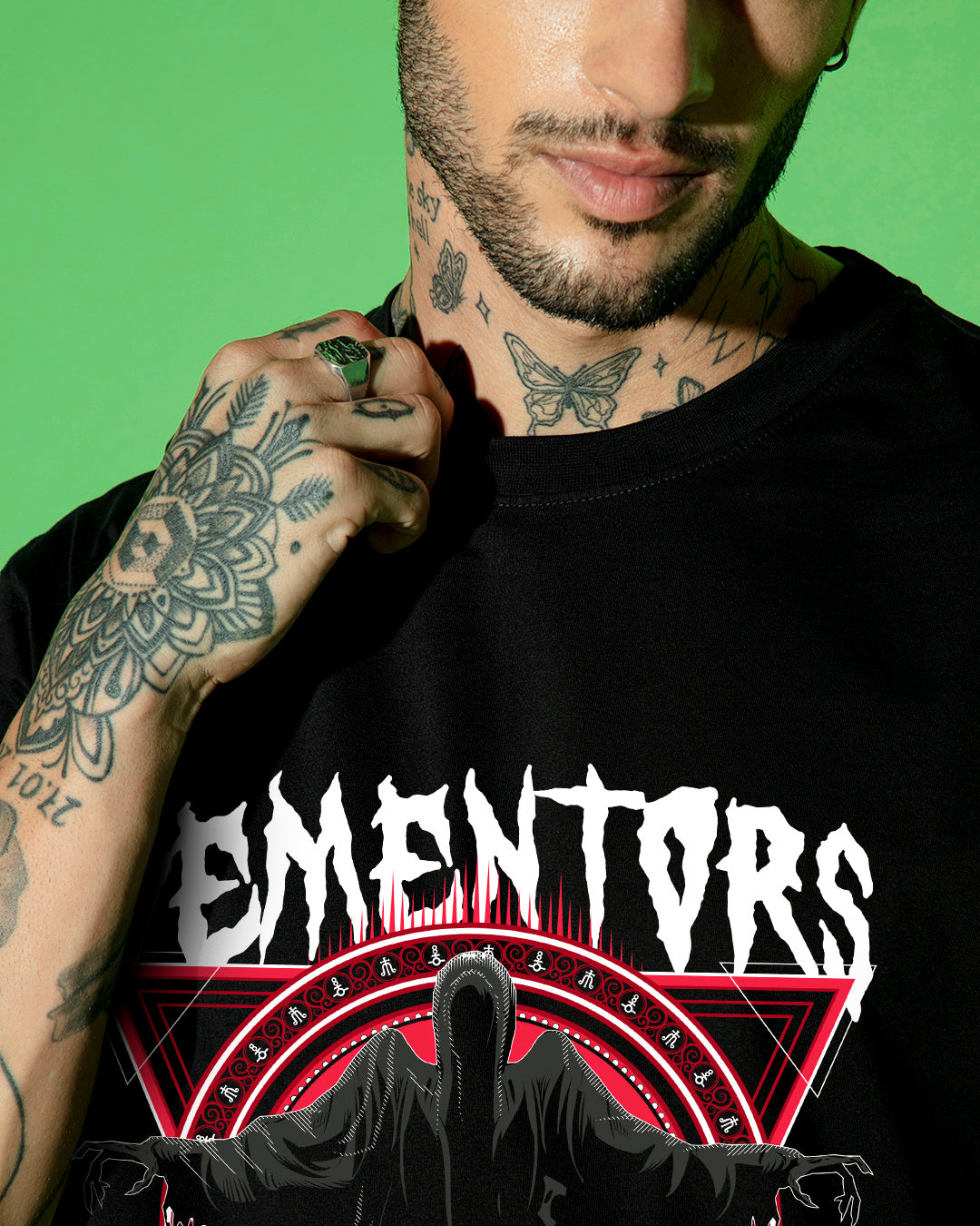 Men's Black Dementors Graphic Printed Oversized T-shirt