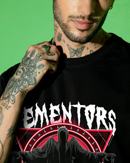 Men's Black Dementors Graphic Printed Oversized T-shirt