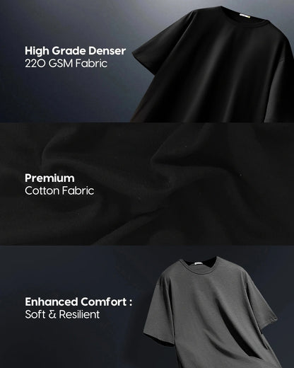 Men's Black Explorer NASA Graphic Printed Oversized T-shirt