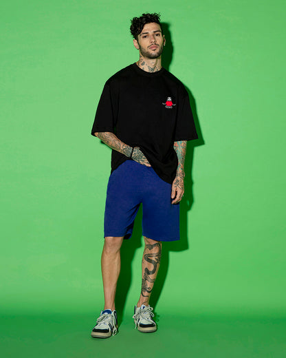 Men's Black Gimme a Break Graphic Printed Oversized T-shirt