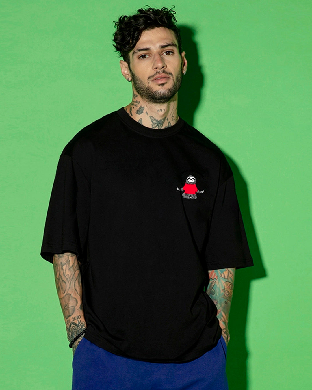 Men's Black Gimme a Break Graphic Printed Oversized T-shirt