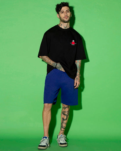 Men's Black Gimme a Break Graphic Printed Oversized T-shirt