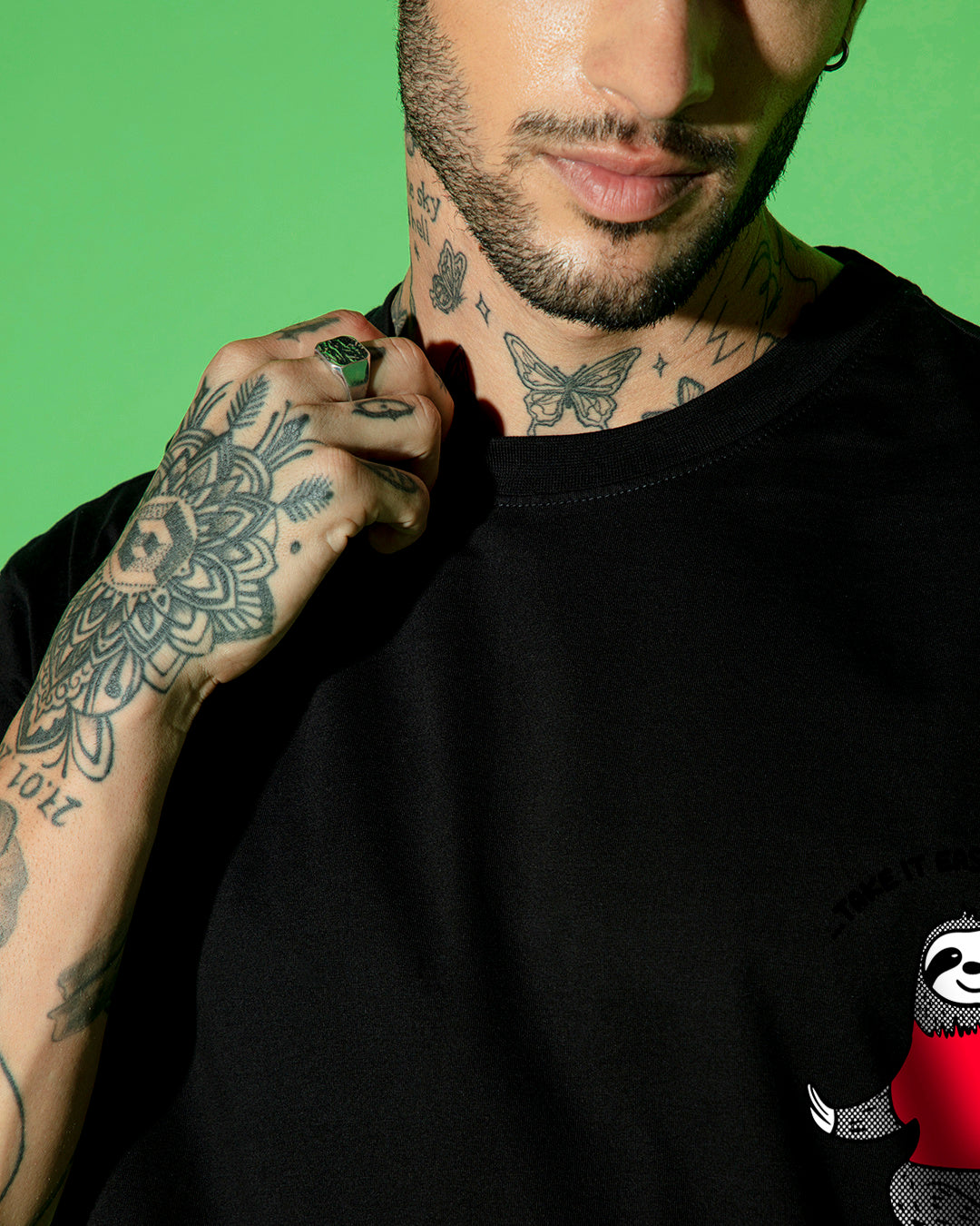 Men's Black Gimme a Break Graphic Printed Oversized T-shirt