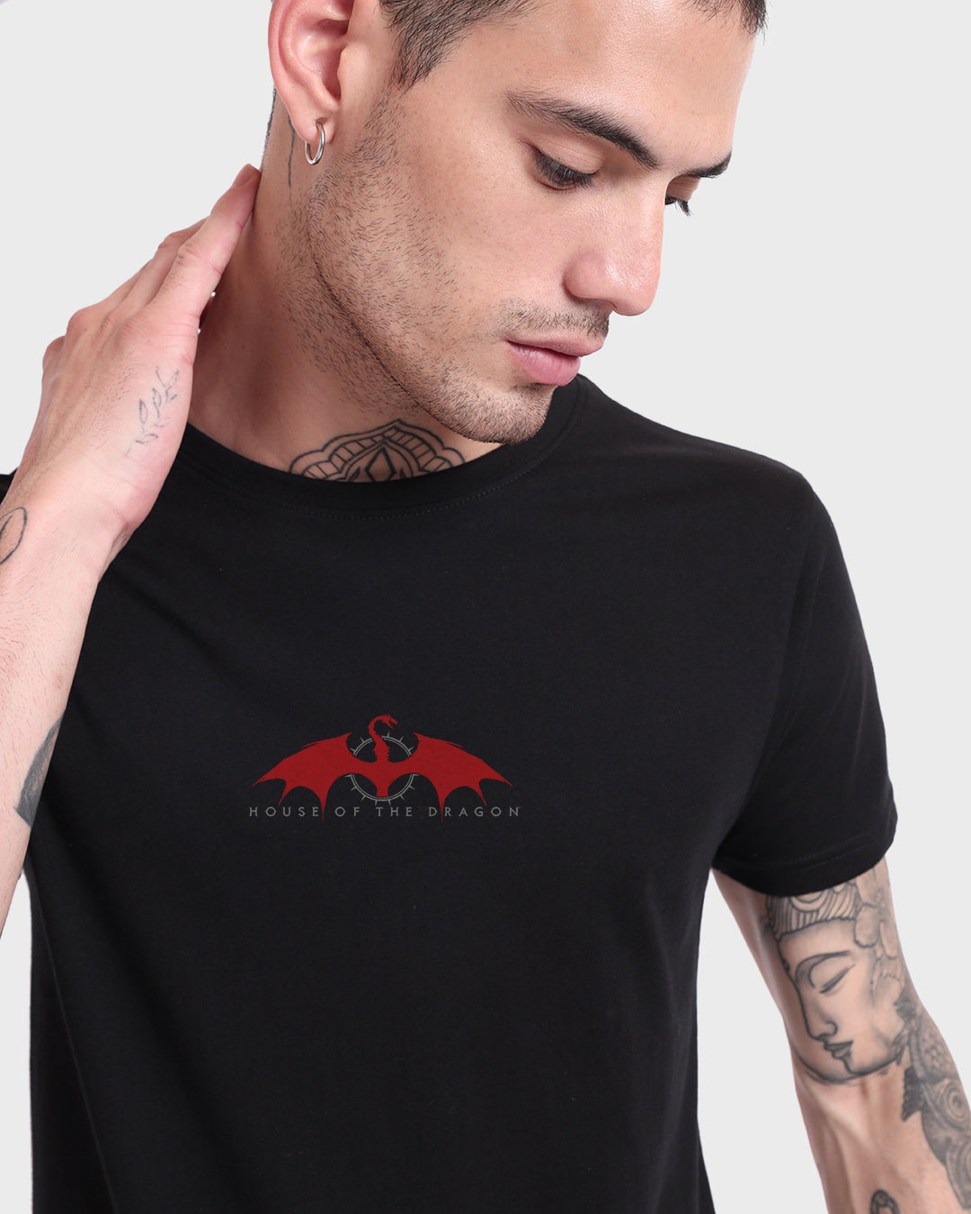 Men's Black House Of The Dragon Iconic Graphic Printed T-shirt