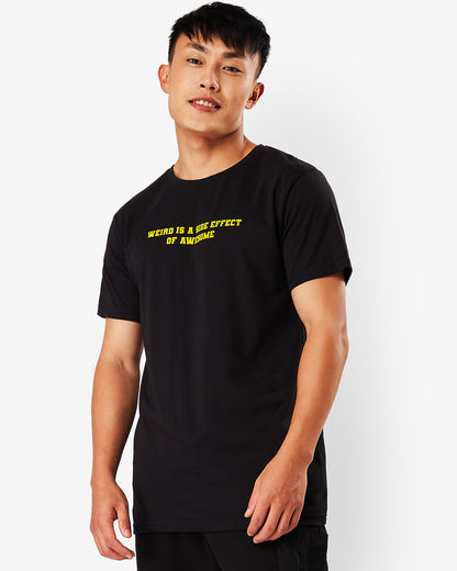 Men's Black Minions Weird Is A Side Effect Typography T-shirt