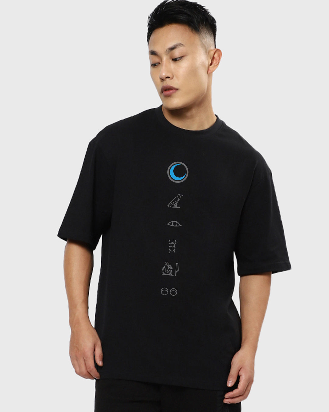 Men's Black Moon Knight Marvel Graphic Printed Oversized T-shirt