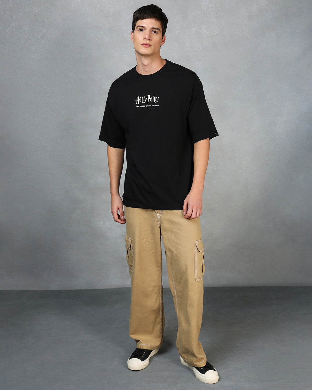 Men's Black Order Of The Phoenix Graphic Printed Oversized T-shirt