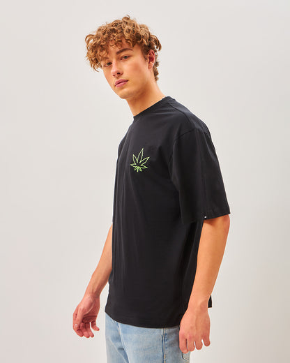 Men's Black Tripping Monkey Graphic Printed Oversized T-shirt