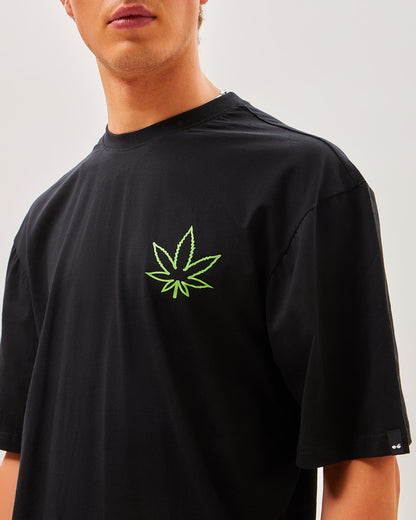 Men's Black Tripping Monkey Graphic Printed Oversized T-shirt