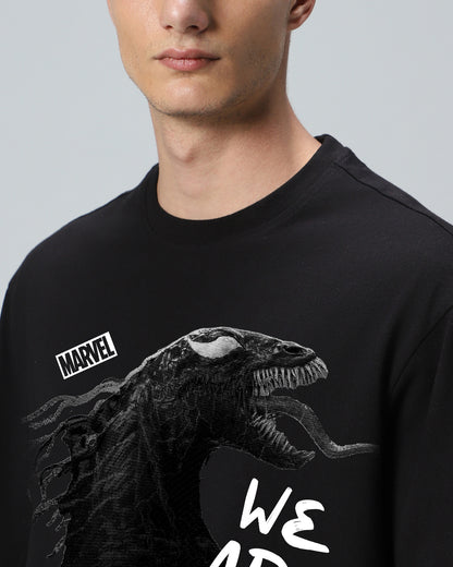 Men's Black Venom Graphic Printed Oversized T-shirt