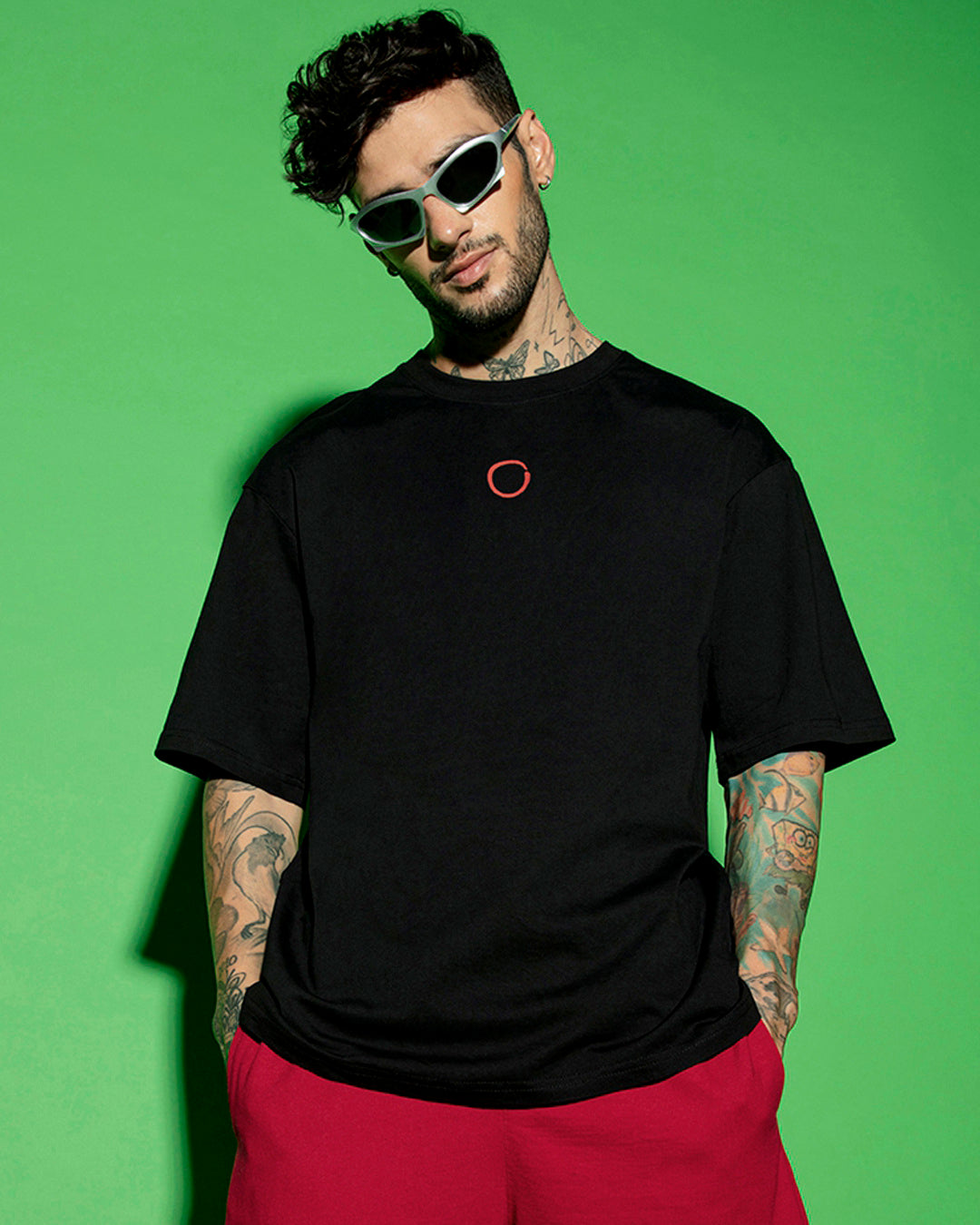 Men's Black Warriors Graphic Printed Oversized T-shirt