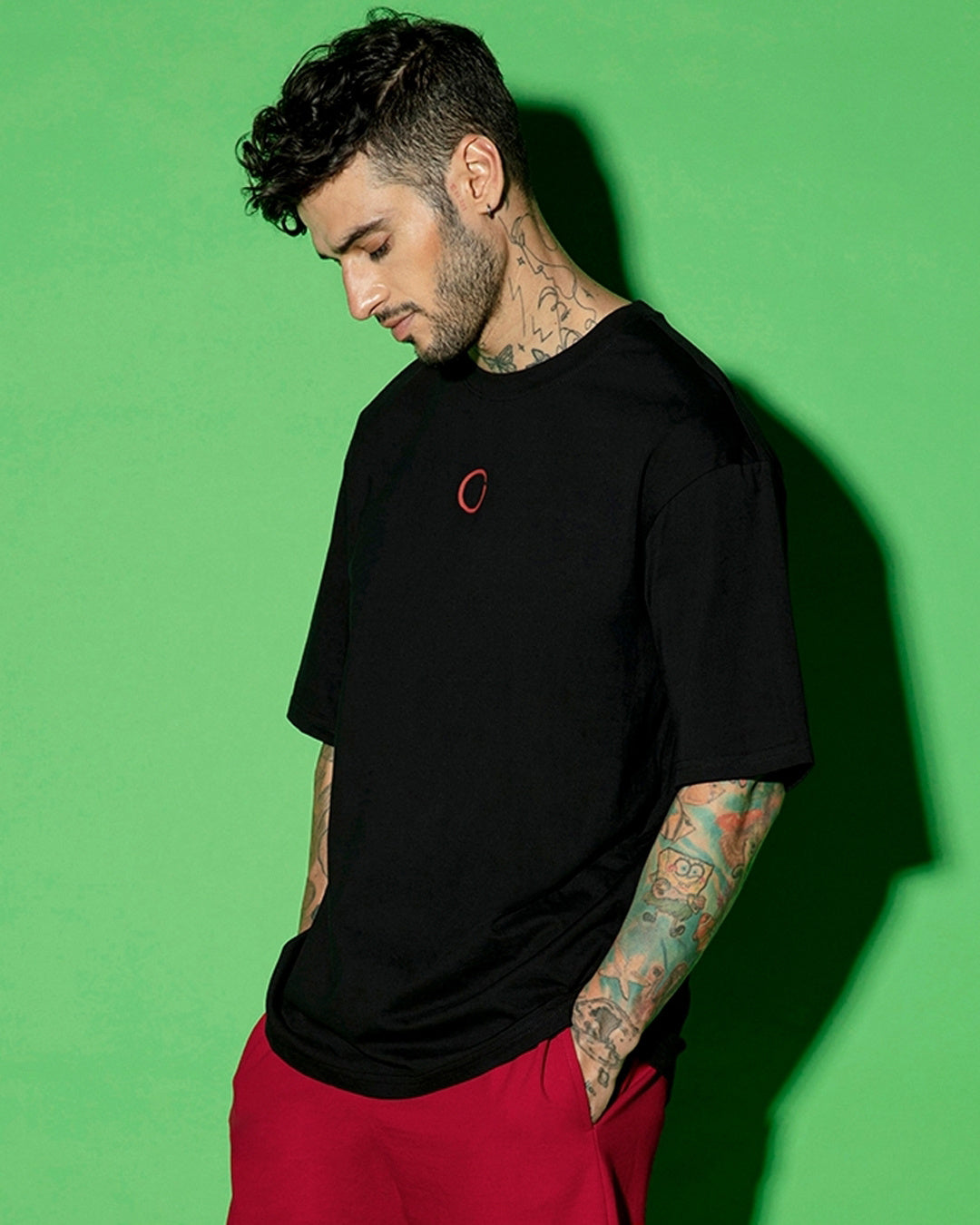 Men's Black Warriors Graphic Printed Oversized T-shirt