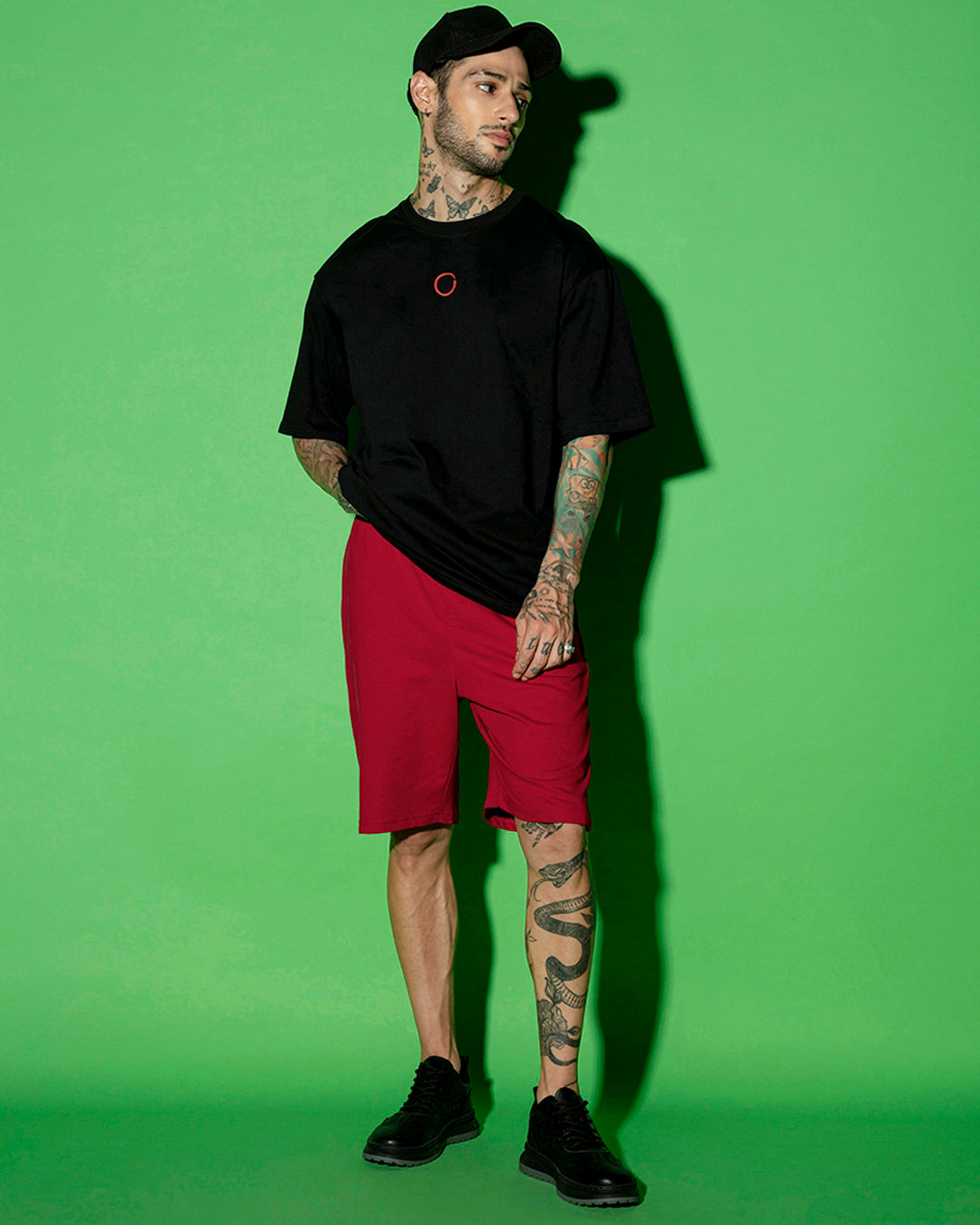 Men's Black Warriors Graphic Printed Oversized T-shirt