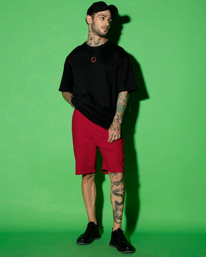 Men's Black Warriors Graphic Printed Oversized T-shirt