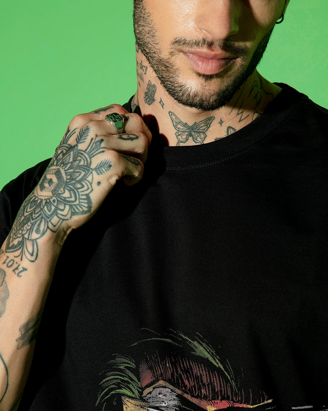 Men's Black Why So Serious Man Graphic Printed Oversized T-shirt