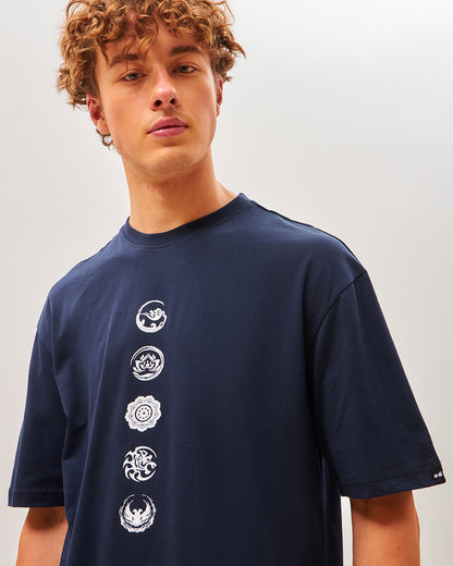 Men's Blue Seek Balance Graphic Printed Oversized T-shirt