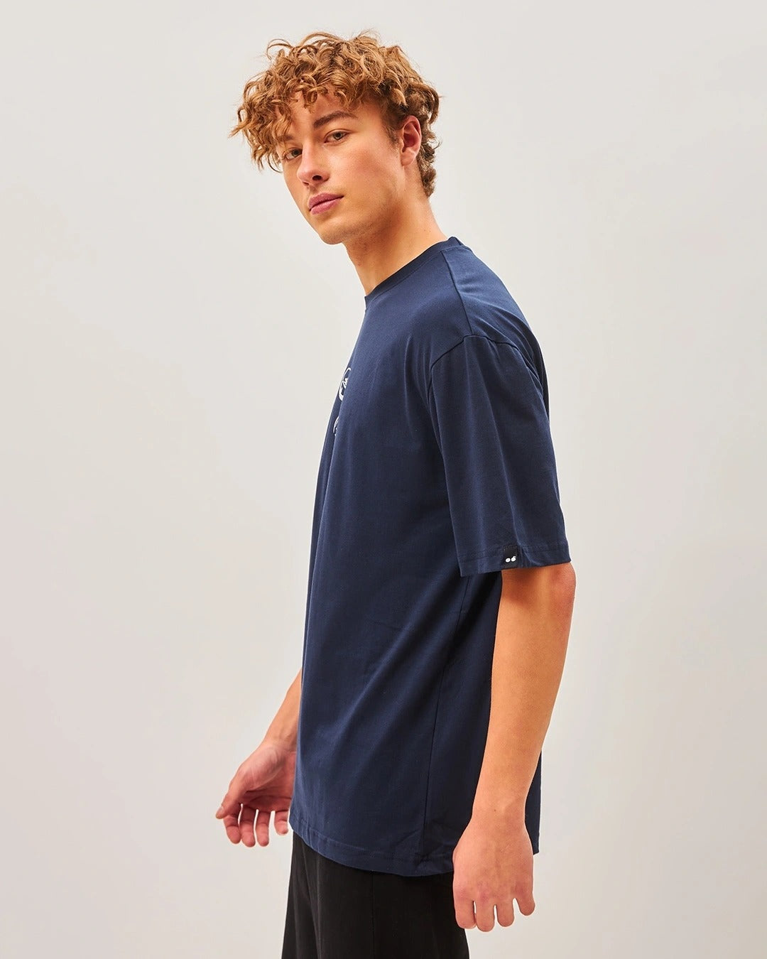 Men's Blue Seek Balance Graphic Printed Oversized T-shirt