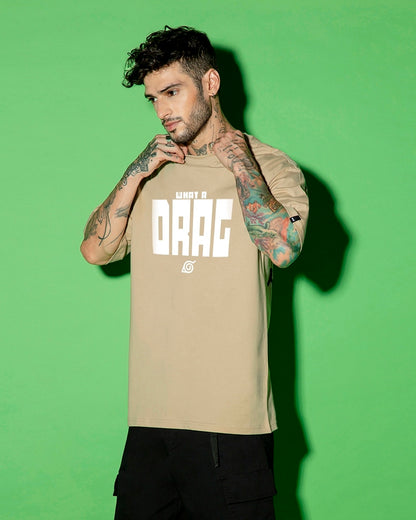 Men's Brown Shikamaru Drag Graphic Printed Oversized T-shirt