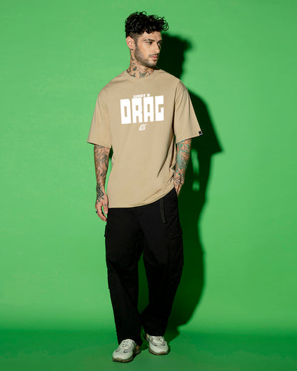 Men's Brown Shikamaru Drag Graphic Printed Oversized T-shirt