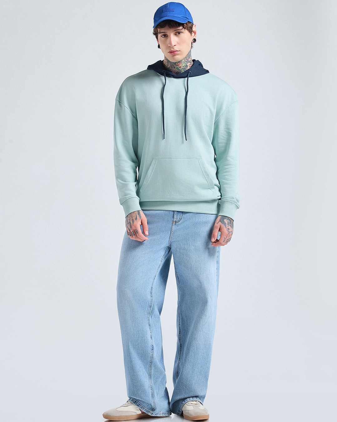 Men's Green & Navy Blue Oversized Hoodies