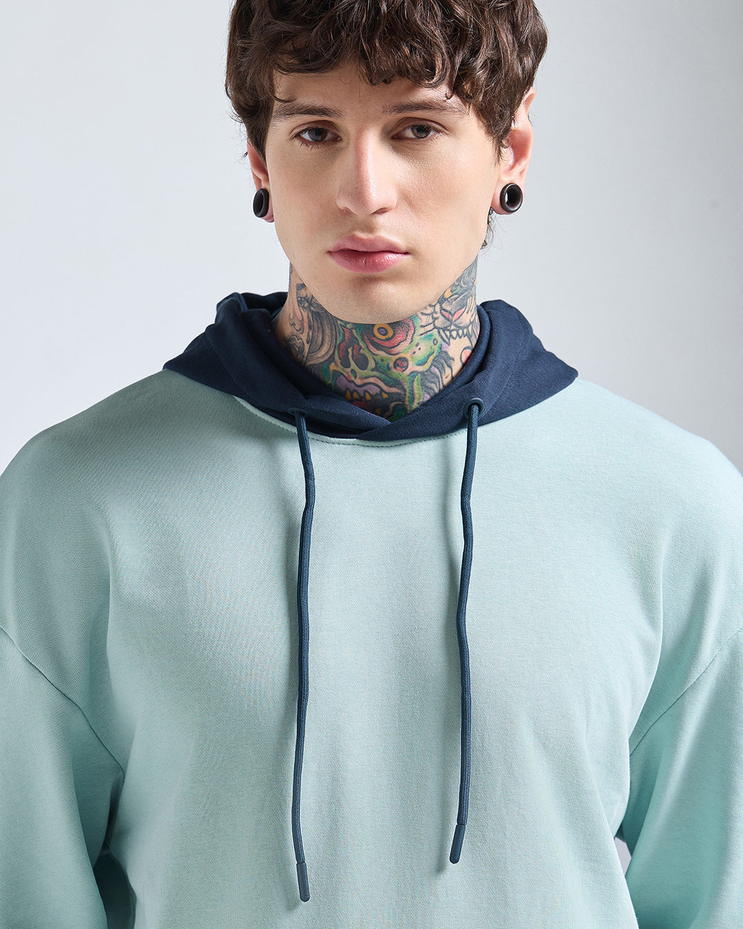 Men's Green & Navy Blue Oversized Hoodies