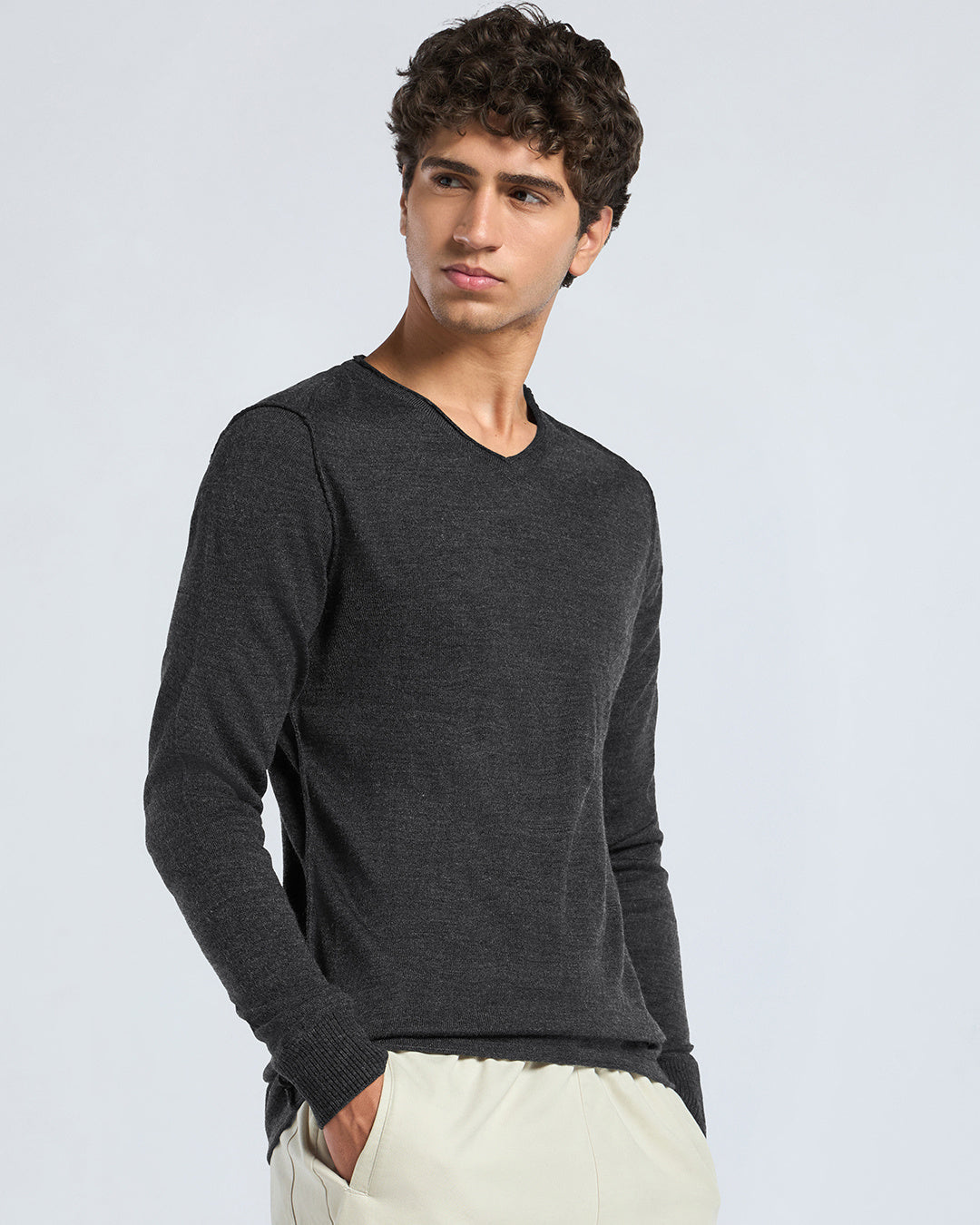Men's Grey Flat Knit Sweater