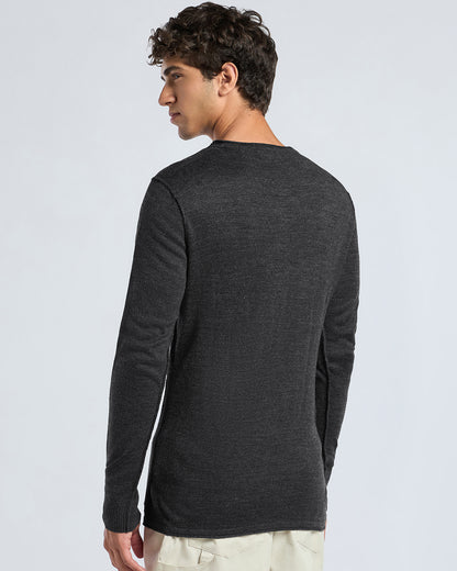Men's Grey Flat Knit Sweater