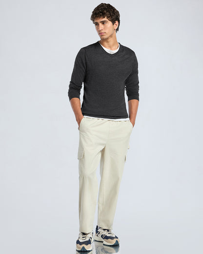 Men's Grey Flat Knit Sweater