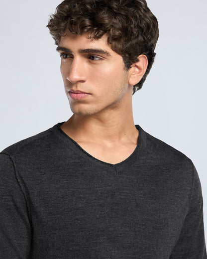 Men's Grey Flat Knit Sweater