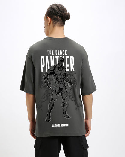 Men's Grey Wakanda Forever Graphic Printed Oversized T-shirt