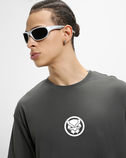 Men's Grey Wakanda Forever Graphic Printed Oversized T-shirt