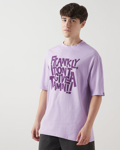 Men's Purple Don't Give Damn Typography Oversized T-shirt