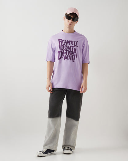 Men's Purple Don't Give Damn Typography Oversized T-shirt