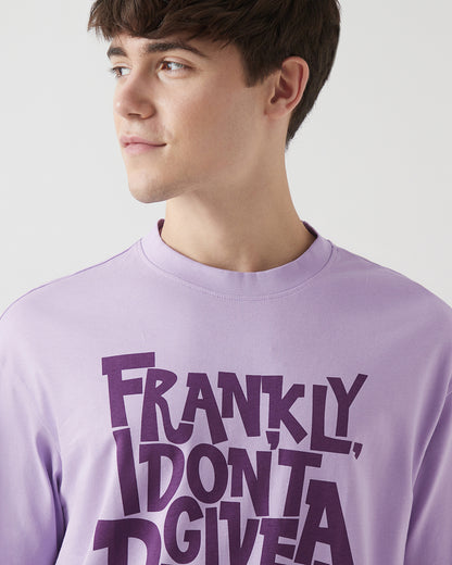 Men's Purple Don't Give Damn Typography Oversized T-shirt