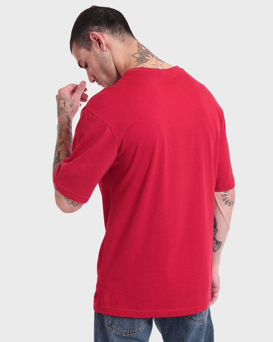 Men's Red Real Slim Shady Graphic Printed Oversized T-shirt