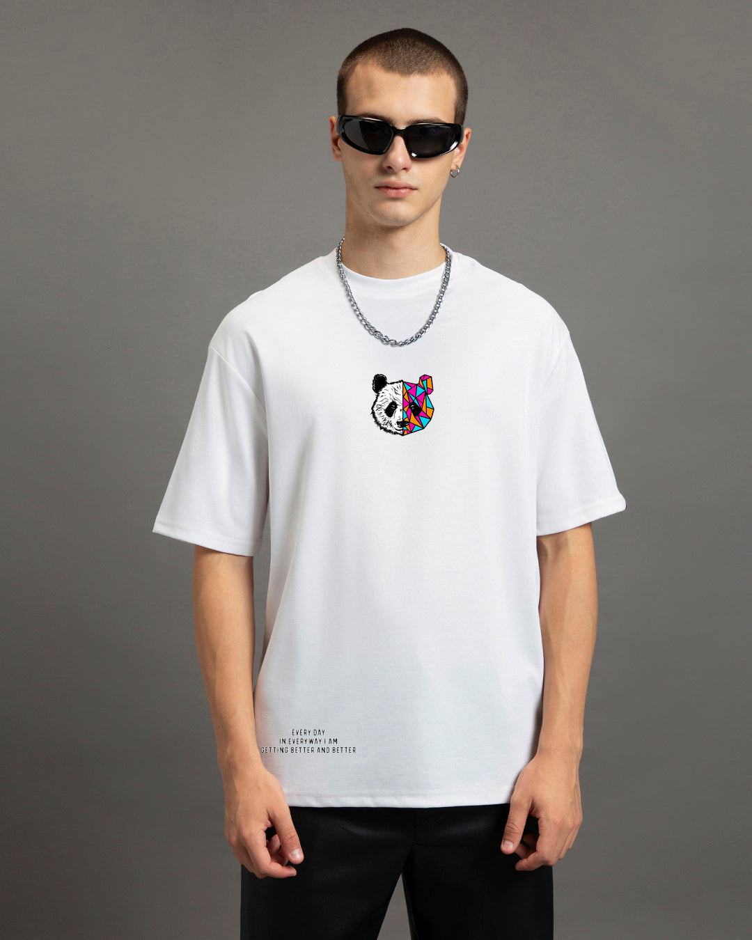Men's White Better & Better Graphic Printed Oversized T-shirt