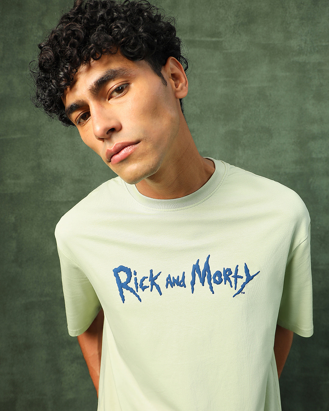 Men's Green Stoned Rick & Morty Graphic Printed Oversized T-shirt