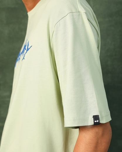 Men's Green Stoned Rick & Morty Graphic Printed Oversized T-shirt