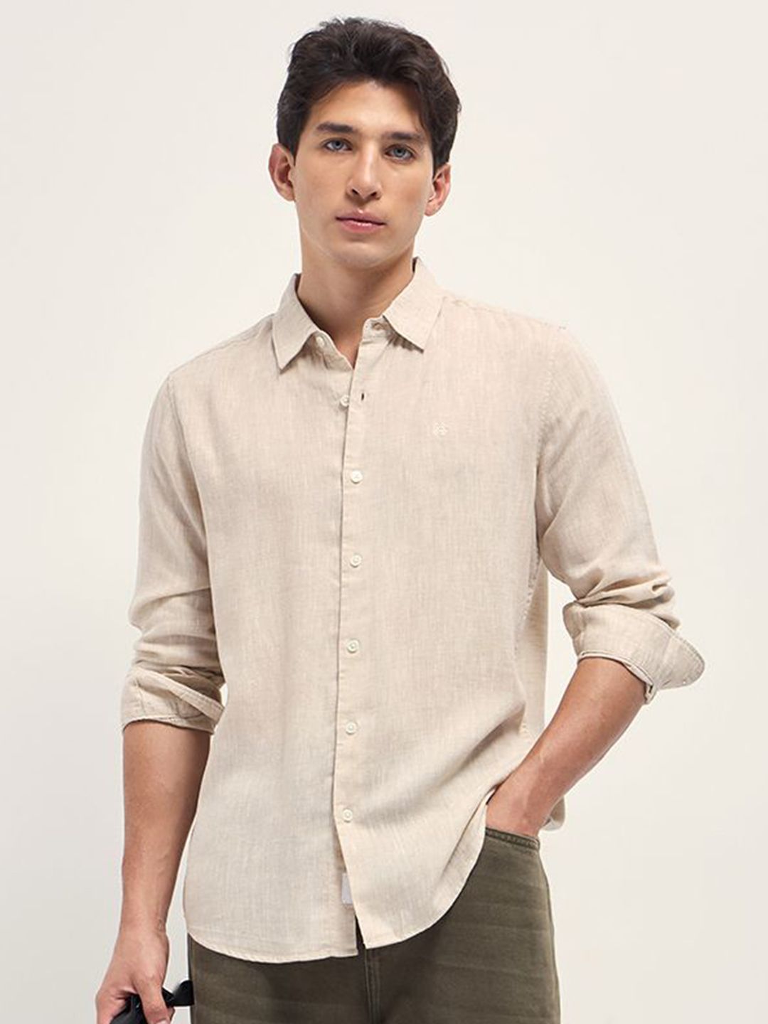 Slim Fit Cotton Linen Casual Shirt