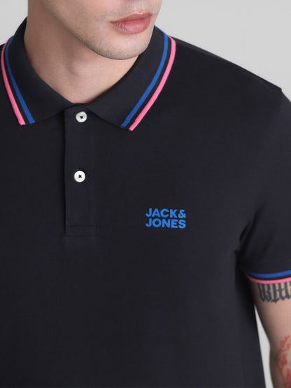 Polo Collar Short Sleeves Cotton Slim Fit T-shirt
