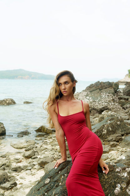Red Soft Lounge Maxi Dress