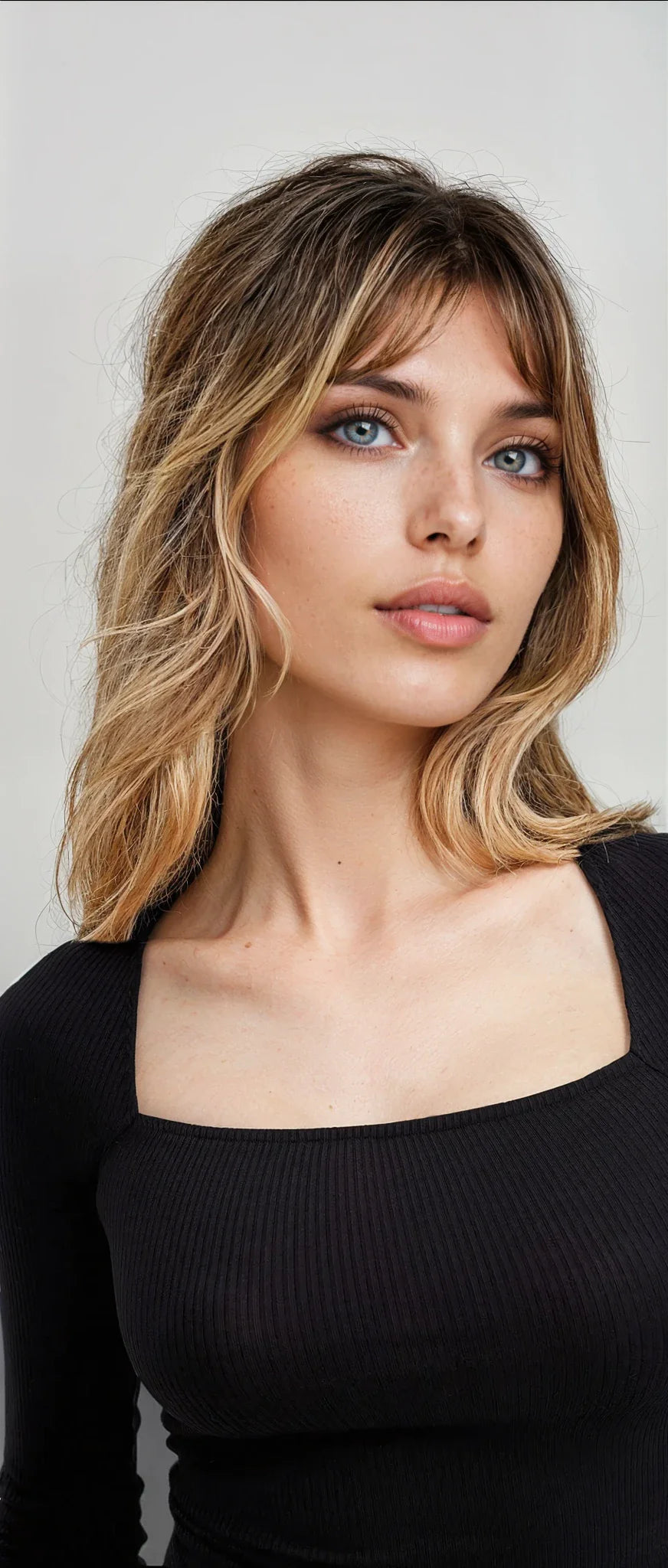 MWB Ribbed Square Neck Detail Top