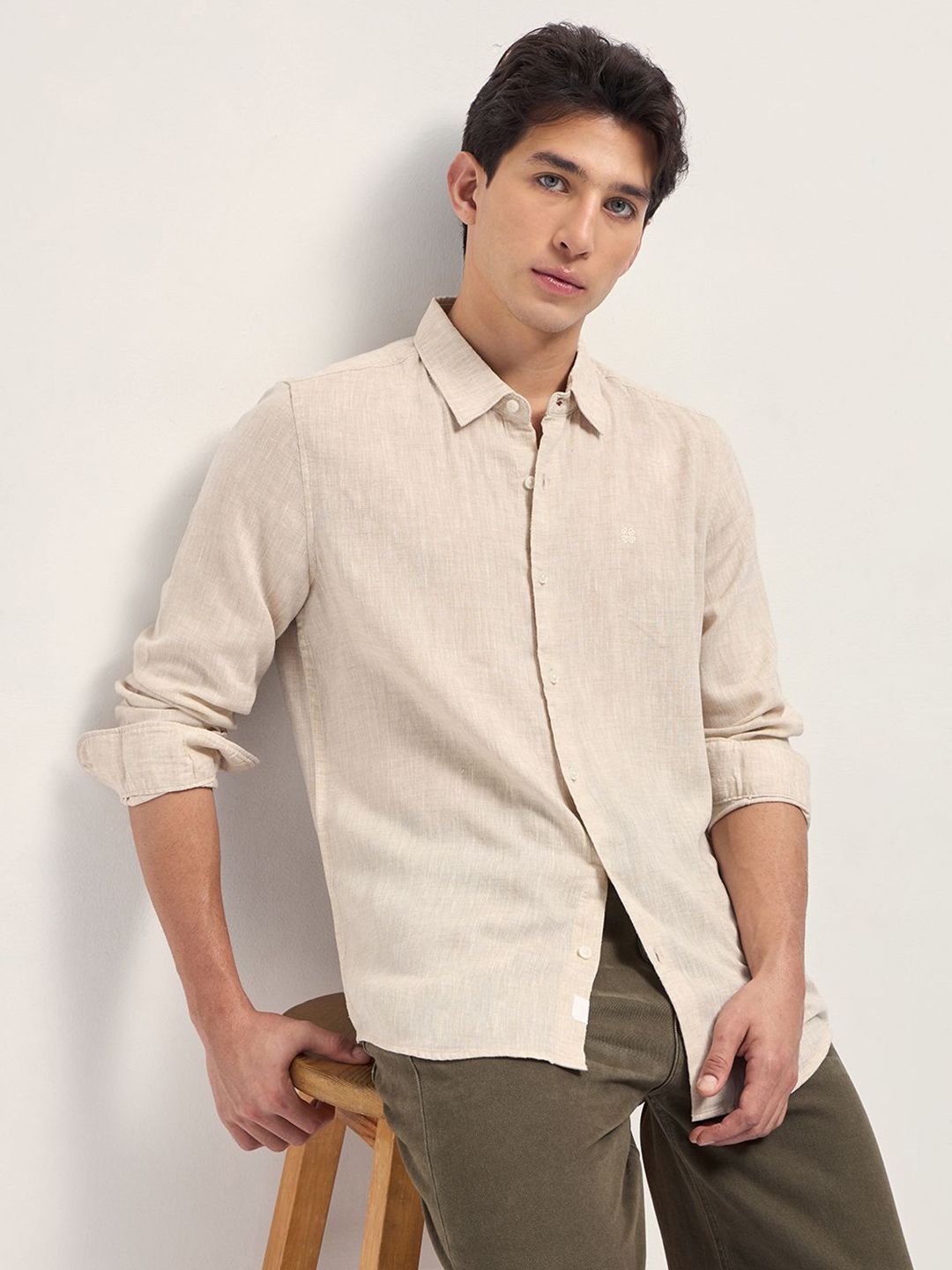 Slim Fit Cotton Linen Casual Shirt