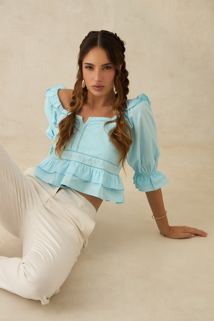 Cotton Ruffled Crop Top