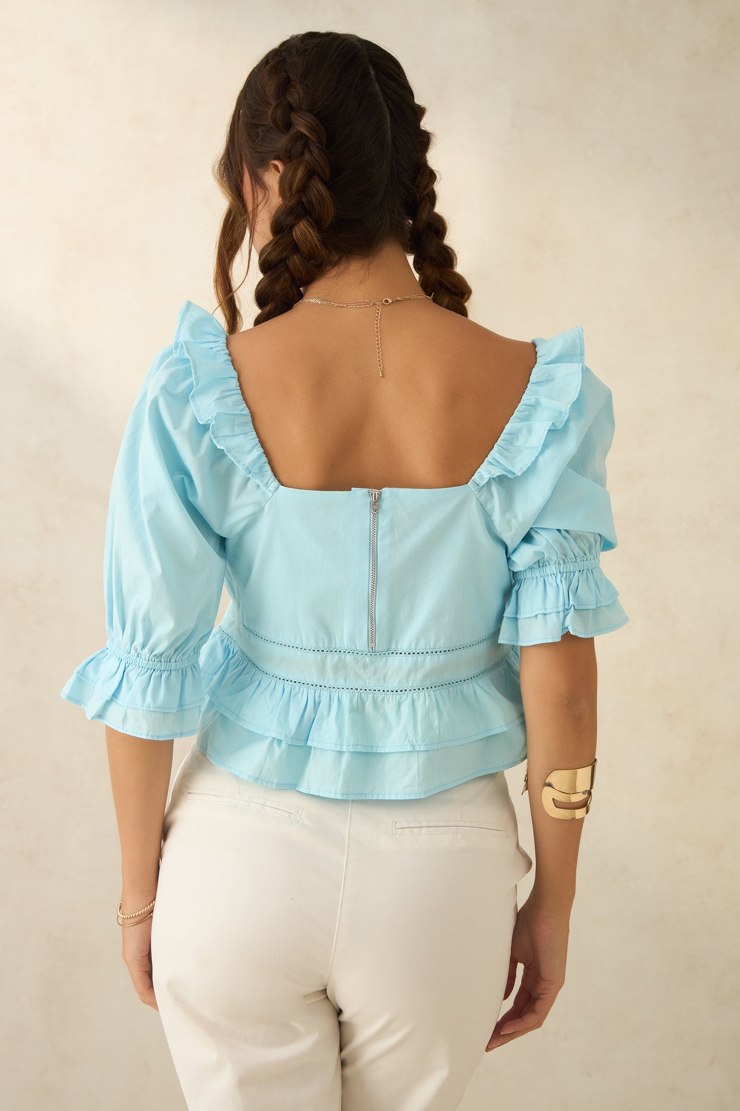 Cotton Ruffled Crop Top