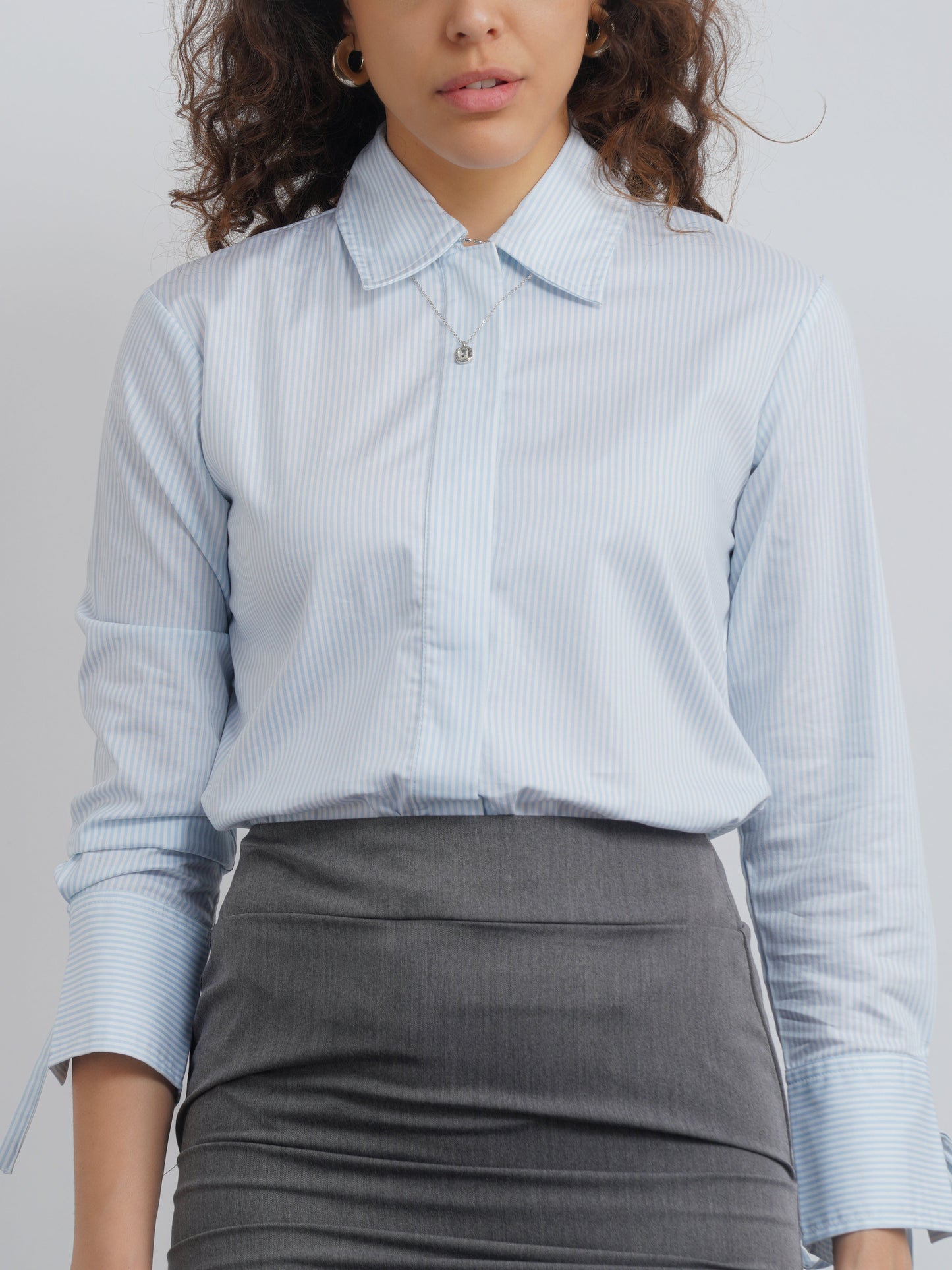 Striped Cotton Drawstring Shirt